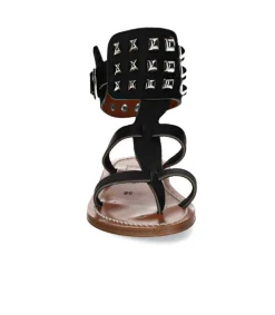 Hot Sandales Forban Cuir Lisse Noir Femme Sandales & Tongs