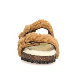 Online Sandales Shearling Camel/Champagne Femme Sandales & Tongs