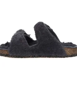 Hot Sandales Shearling Gris/Gris Femme Sandales & Tongs