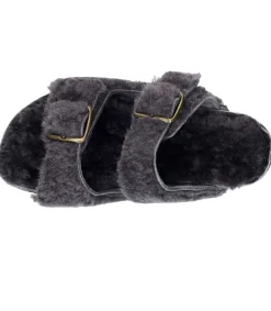 Hot Sandales Shearling Gris/Gris Femme Sandales & Tongs