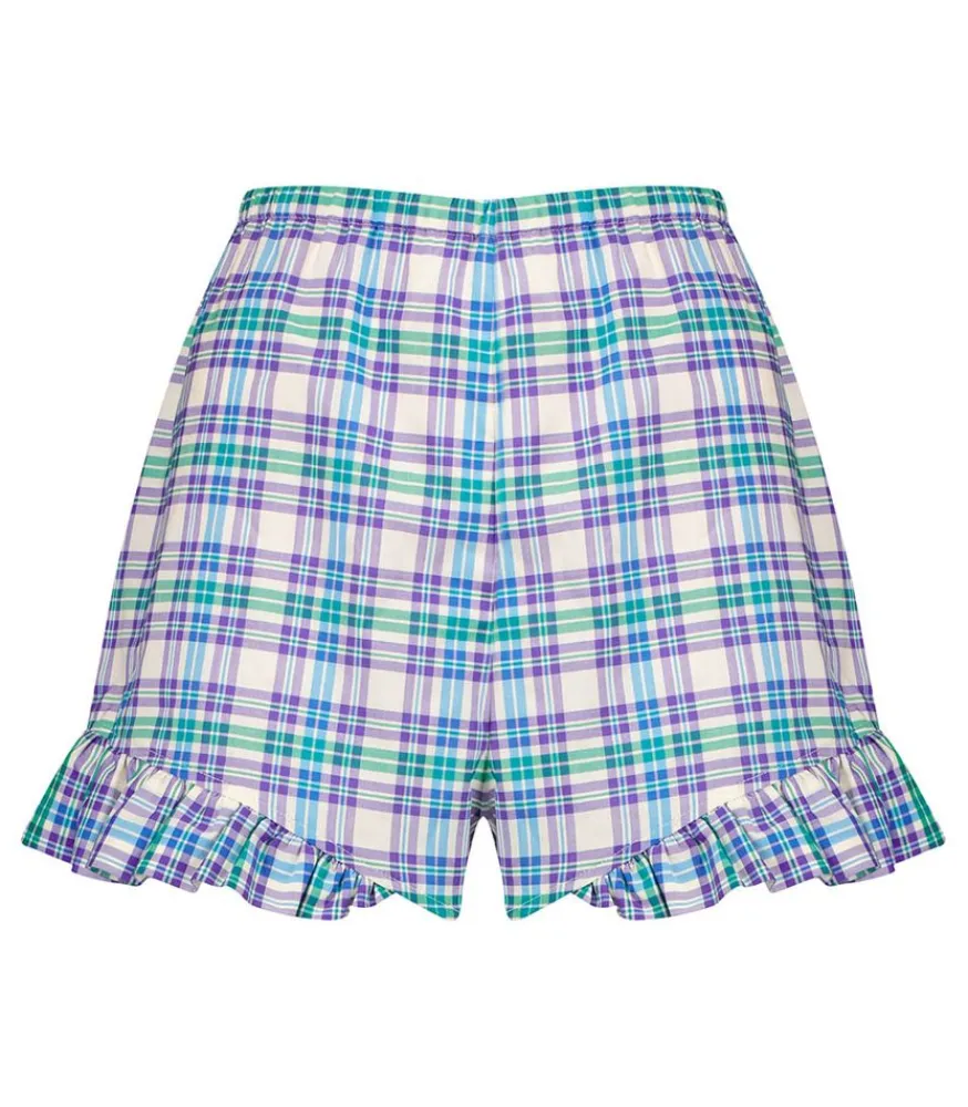 Discount Short A Carreaux Rod Western Bleu Femme Bas