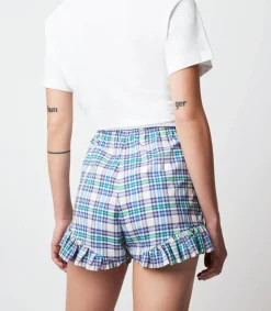 Discount Short A Carreaux Rod Western Bleu Femme Bas
