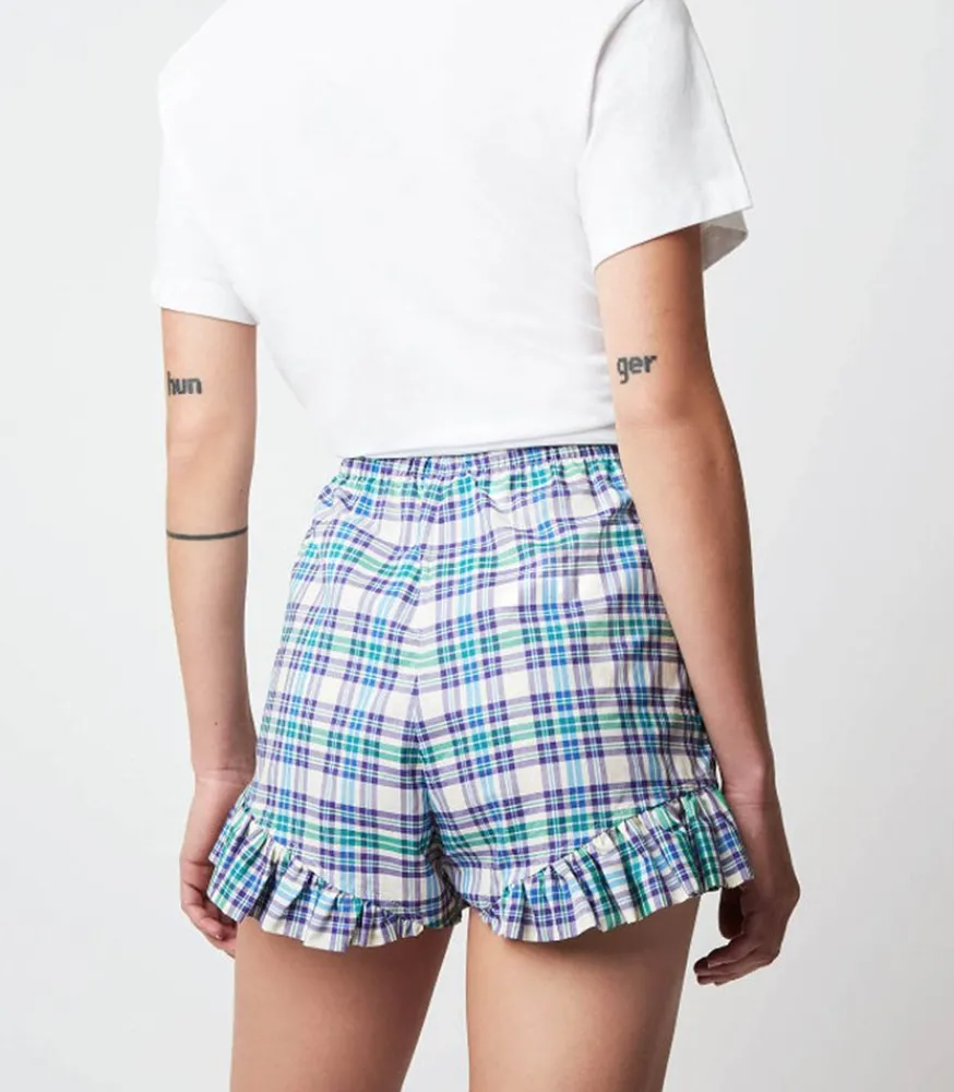 Discount Short A Carreaux Rod Western Bleu Femme Bas
