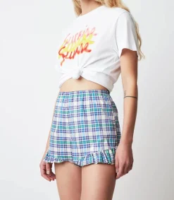 Discount Short A Carreaux Rod Western Bleu Femme Bas