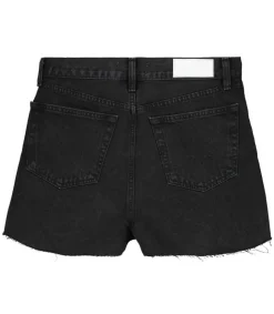 Hot Short A Taille Haute En Denim Noir Surteint Femme Bas
