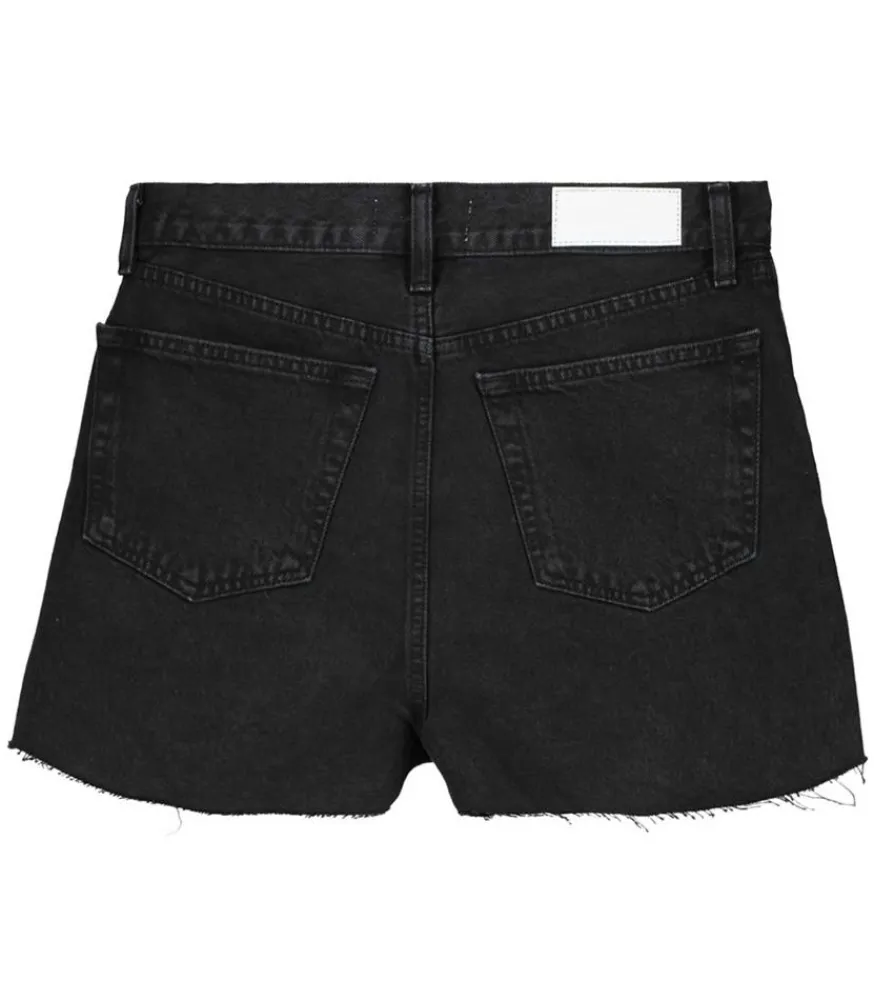 Hot Short A Taille Haute En Denim Noir Surteint Femme Bas