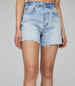 Sale Short Funston En Denim Bleu Clair Femme Bas
