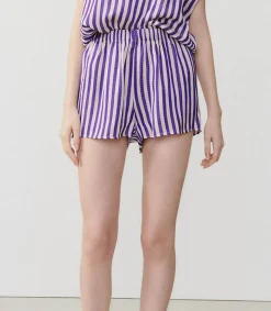 Sale Short Shaning Rayures Violettes Femme Bas