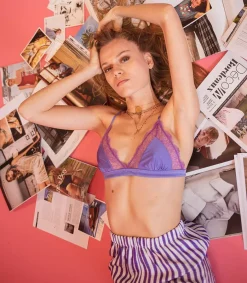 Sale Short Shaning Rayures Violettes Femme Bas