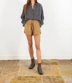 Online Short Starla En Gaze De Coton Khaki Femme Bas