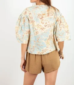 Online Short Starla En Gaze De Coton Khaki Femme Bas