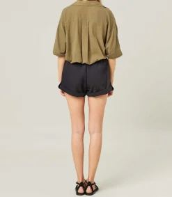 Online Short Trench Coat Noir Femme Bas