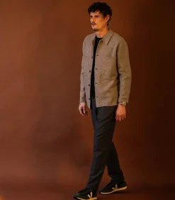 Surchemise Homme En Laine Jonas Khaki Beige Homme Chemises