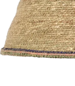 New Suspension En Jute Beige Boheme Lisere Bleu, Rose Et Vert Mobilier