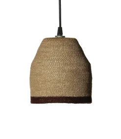New Suspension En Jute Beige Boheme Pm Lisere Marron Mobilier