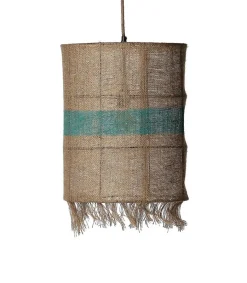 Suspension Rectangulaire En Jute Et Bande Turquoise Mobilier