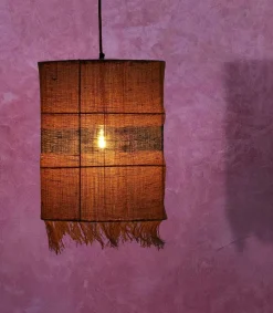 Suspension Rectangulaire En Jute Et Bande Turquoise Mobilier