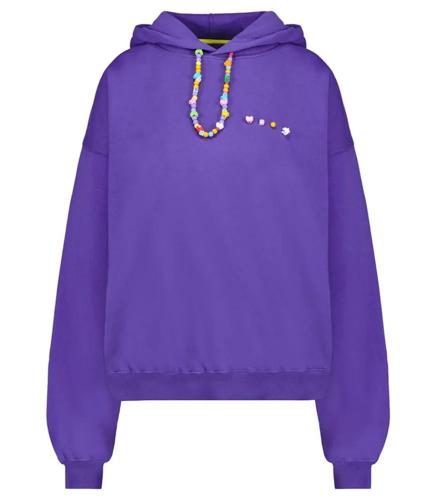 Clearance Sweat A Capuche Avec Collier De Perles Violet Femme Mailles & Sweats