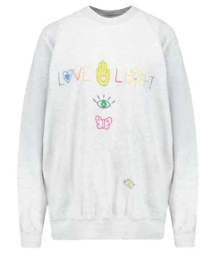 Sale Sweat-Shirt Vintage Brode Love Light Gris Femme Mailles & Sweats