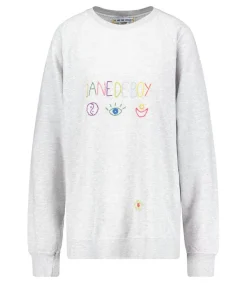 Outlet Sweat-Shirt Vintage Brode Jane De Boy Gris Femme Mailles & Sweats