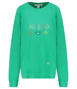 Online Sweat-Shirt Vintage Brode Jane De Boy Vert Femme Mailles & Sweats