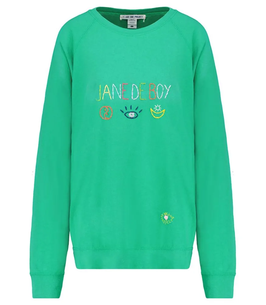 Online Sweat-Shirt Vintage Brode Jane De Boy Vert Femme Mailles & Sweats