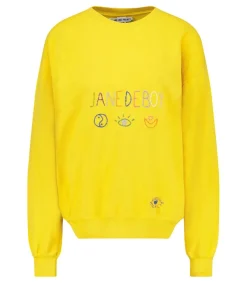 New Sweat-Shirt Vintage Brode Jane De Boy Jaune Femme Mailles & Sweats