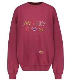 Outlet Sweat-Shirt Vintage Brode Jane De Boy Bordeaux Femme Mailles & Sweats