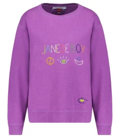 Online Sweat-Shirt Vintage Brode Jane De Boy Violet Clair Femme Mailles & Sweats