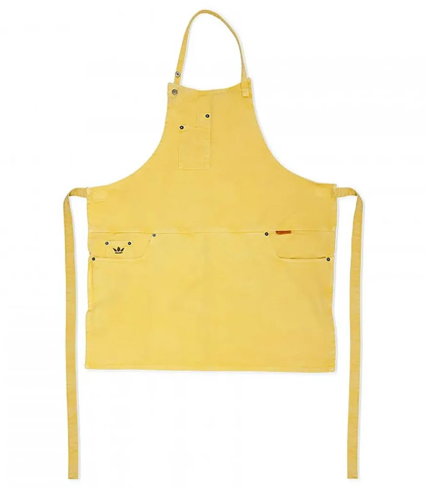 New Tablier 5 Poches Coton Jaune Linge De Cuisine