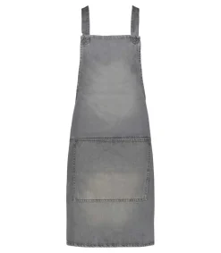 New Tablier A Bretelles Coton Denim Gris Linge De Cuisine