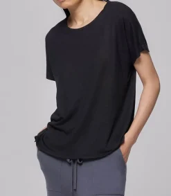 Hot Tee-Shirt A Manches Courtes Noir Femme Hauts