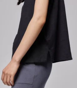 Hot Tee-Shirt A Manches Courtes Noir Femme Hauts