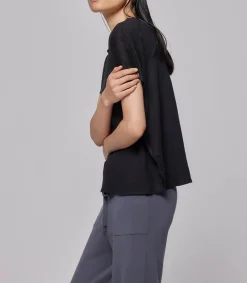 Hot Tee-Shirt A Manches Courtes Noir Femme Hauts