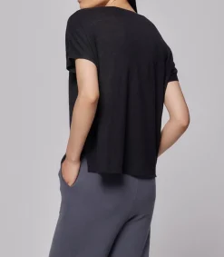 Hot Tee-Shirt A Manches Courtes Noir Femme Hauts