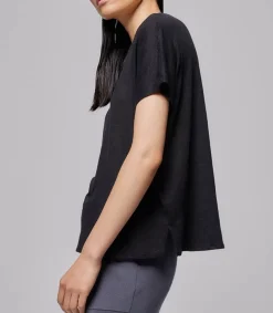 Hot Tee-Shirt A Manches Courtes Noir Femme Hauts