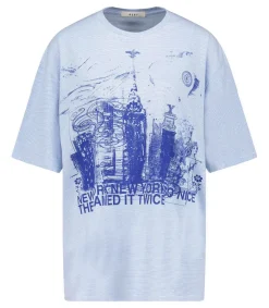 Tee-Shirt A Rayures Ny Big T Bleu Et Blanc Femme Hauts