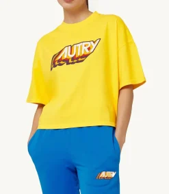 Online Tee-Shirt Aerobic Jaune Femme Hauts