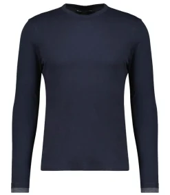 Outlet Tee-Shirt Homme Col Rond Manches Longues Coton Marine Homme Tee-Shirts