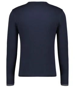 Outlet Tee-Shirt Homme Col Rond Manches Longues Coton Marine Homme Tee-Shirts