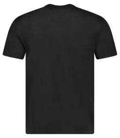 Online Tee-Shirt Homme Col V Manches Courtes Lin Noir Homme Tee-Shirts