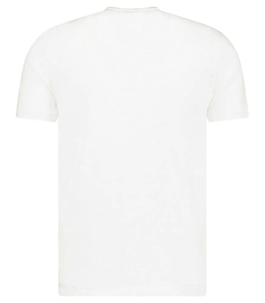 Sale Tee-Shirt Homme Col V Manches Courtes Lin Blanc Homme Tee-Shirts