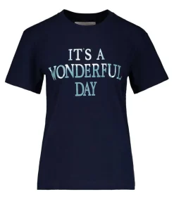 New Tee-Shirt It'S Wonderful Day, Navy Femme Hauts