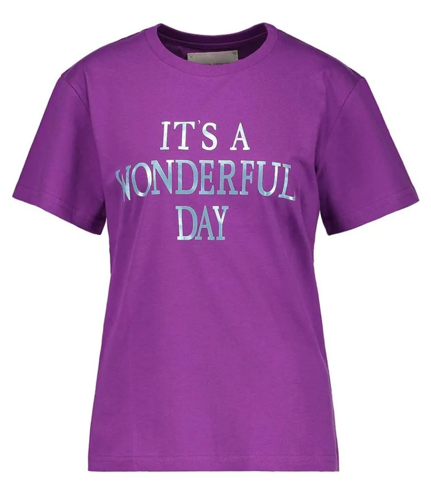 Clearance Tee-Shirt It'S Wonderful Day Violet Femme Hauts