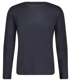 Hot Tee-Shirt Manches Longues En Coton Et Soie Marine Homme Tee-Shirts