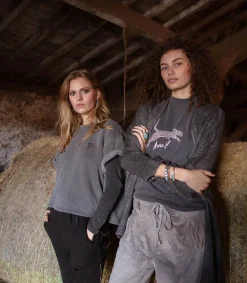 Discount Tee-Shirt Walker Spotted Leopard Washed Black Femme Hauts