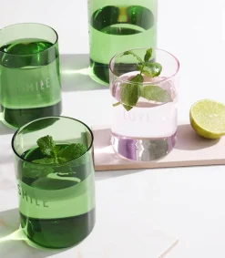 Hot Verre Favorite Drinking Glass Smile Green Verrerie