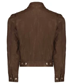 New Veste En Cuir Bering Dark Khaki Femme Manteaux & Vestes